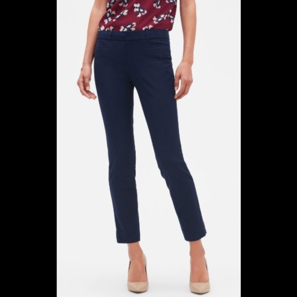 BANANA REPUBLIC SLOAN FIT SLIM ANKLE PANTS-NAVY BLUE, size 00P